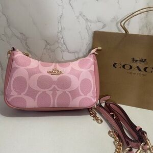 Coach Light Pink Shoulder Bag with Gold Accents